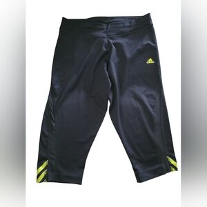 Adidas Women's Black Capris with Yellow Accents